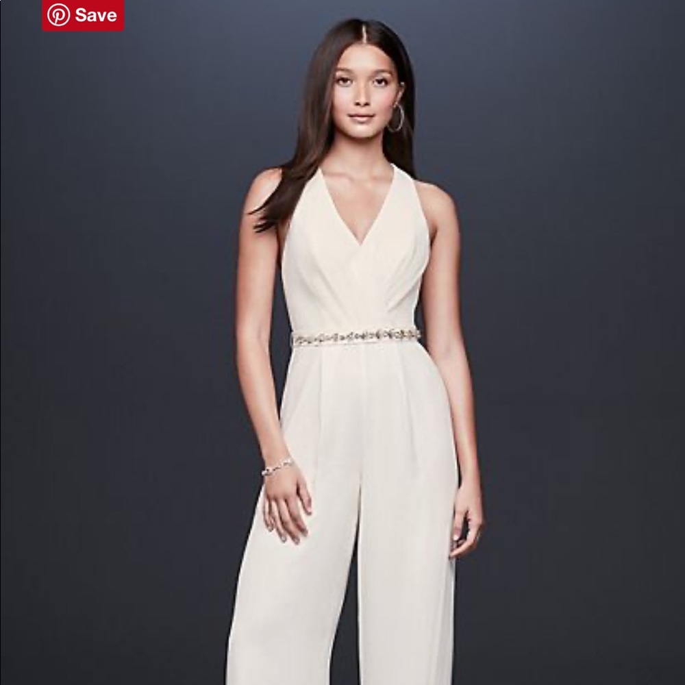 RACERBACK CREPE JUMPSUIT W/ CRYSTAL BELT *w/ tags!